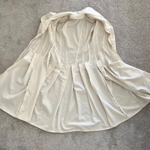 Handmade 1950s Vintage Single Stitch Linen Cream Pleated Button-down Dress - Picture 8 of 11